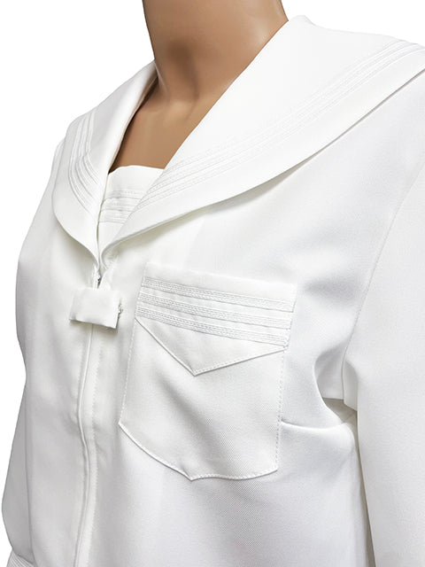 wbb-1169-8009 秋冬長袖白セーラー服 白プリーツスカートセット