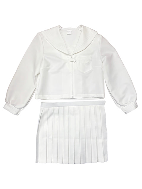 wbb-1169-8009 秋冬長袖白セーラー服 白プリーツスカートセット