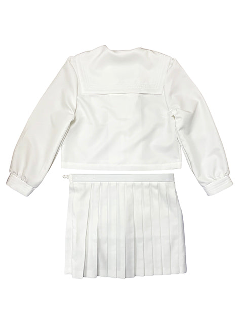 wbb-1169-8009 秋冬長袖白セーラー服 白プリーツスカートセット
