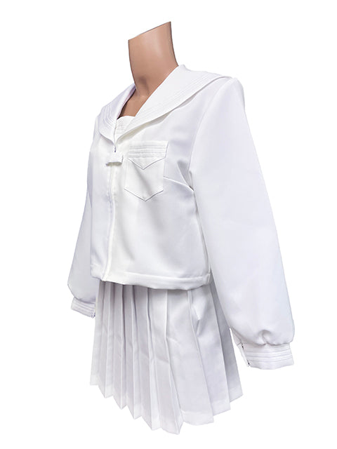 wbb-1169-8009 秋冬長袖白セーラー服 白プリーツスカートセット