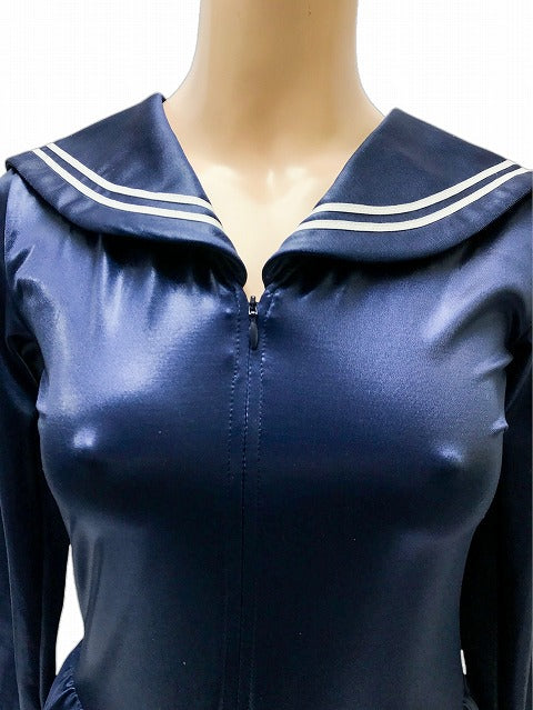 wbb-9566n 単色タイプ スーパーウェット 長袖セーラーレオタード《ネイビー》