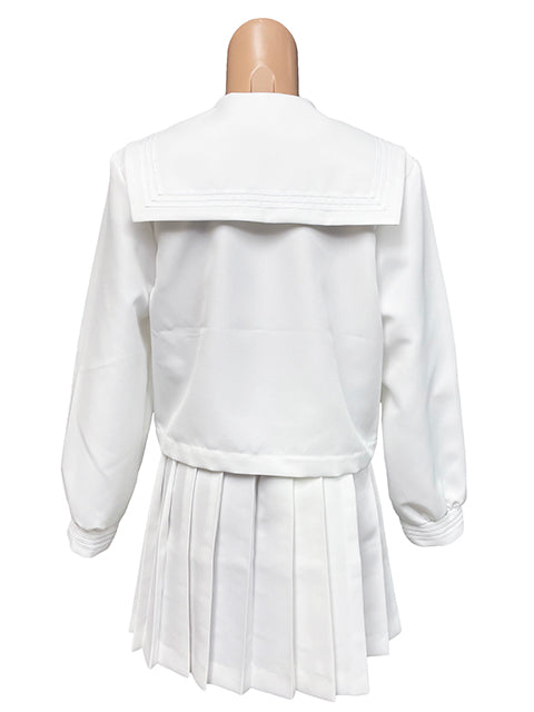 wbb-1169-8009 秋冬長袖白セーラー服 白プリーツスカートセット