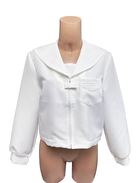 wbb-1169-8009 秋冬長袖白セーラー服 白プリーツスカートセット