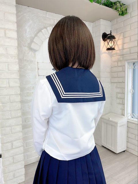 wcs-11s[1818n] t170 l25 秋冬クリームセーラー服上下セット T170 スカート丈25cm