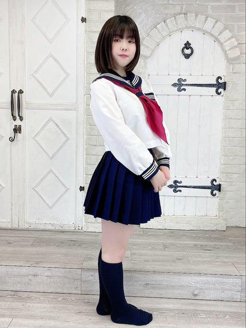 wcs-11s[1818n] t170 l25 秋冬クリームセーラー服上下セット T170 スカート丈25cm